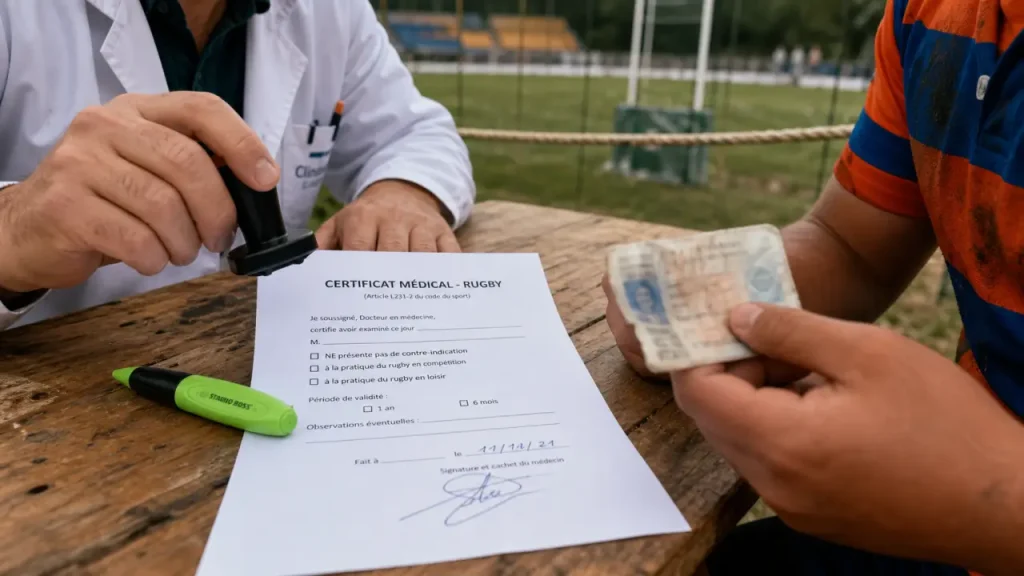 Certificat médical rugby : pourquoi il est exigé, comment le remplir et quelles contre-indications bloquent la licence ?