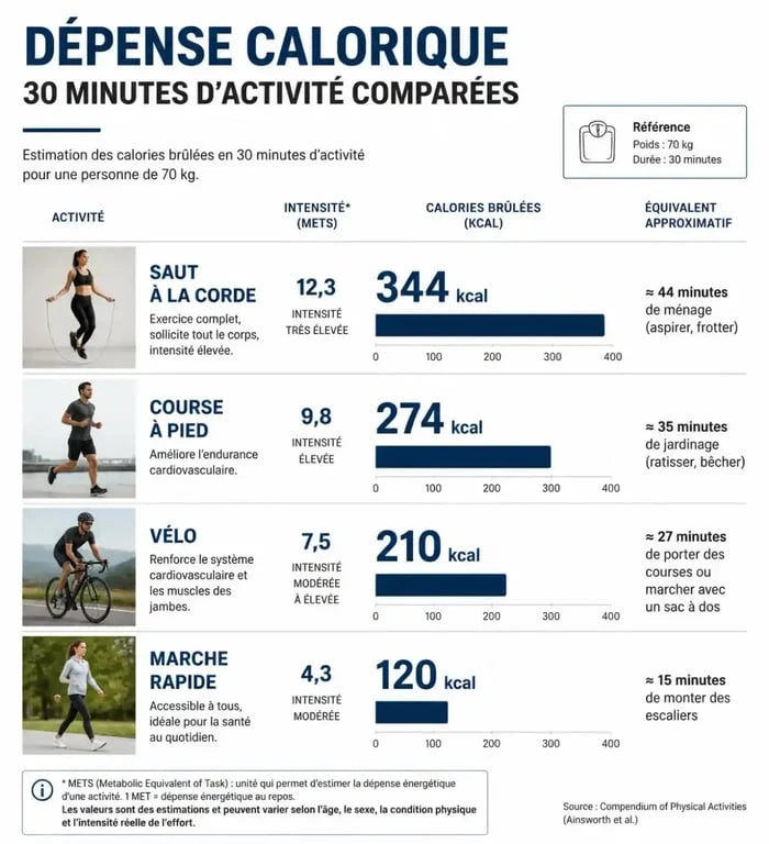 Comparatif des calories brûlées par le saut à la corde et autres sports