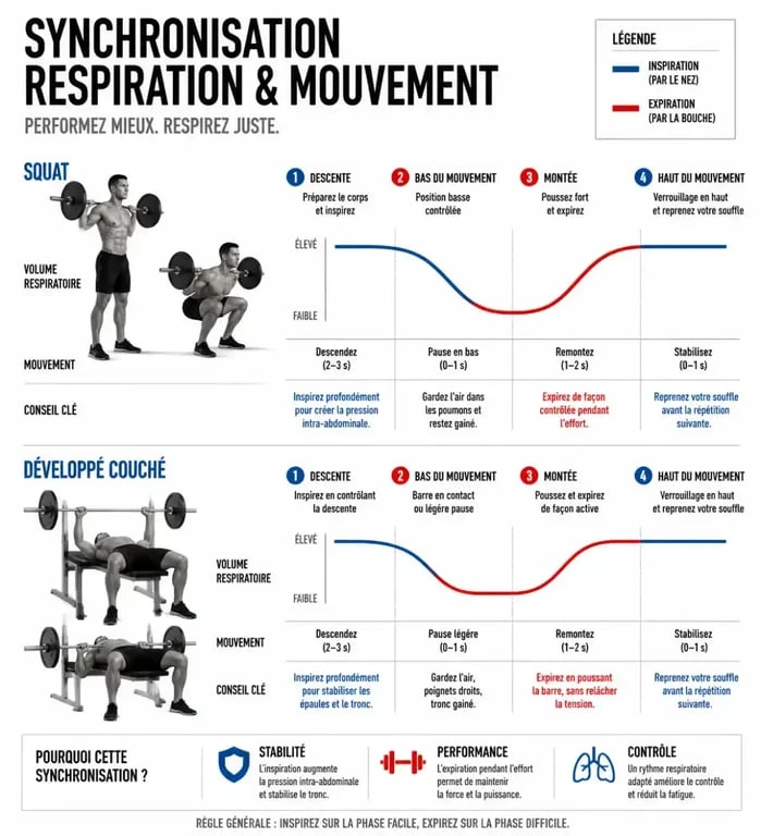 Synchronisation de la respiration avec les mouvements de musculation