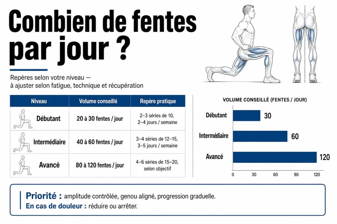 Combien de fentes par jour : infographie des volumes recommandés selon le niveau et l’objectif