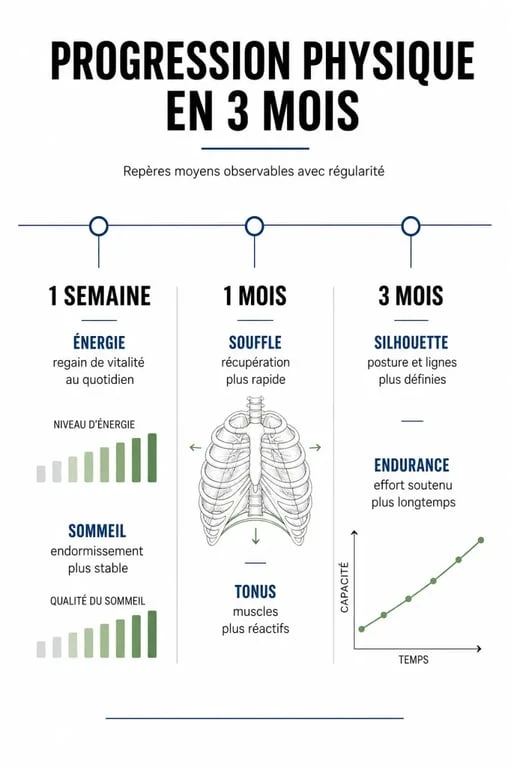 Infographie des résultats avant après 30 minutes de sport par jour
