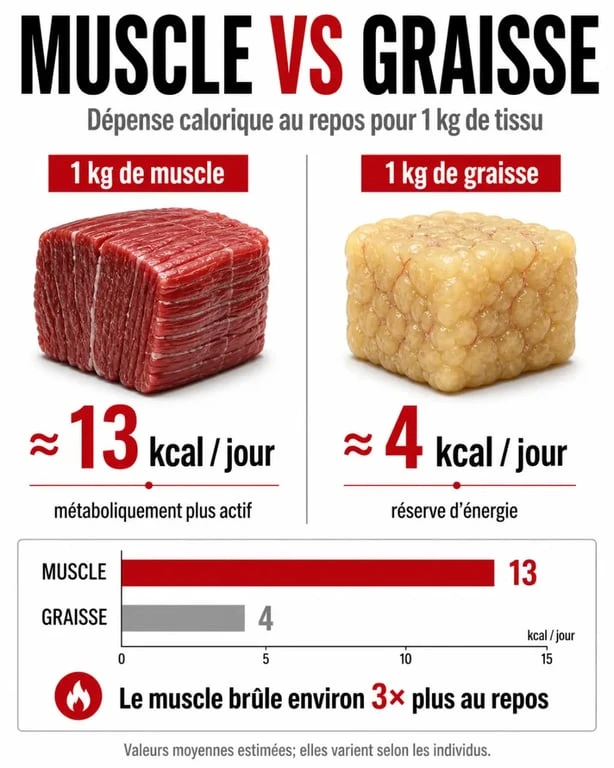 Comparaison métabolique entre muscle et graisse pour maigrir par la musculation