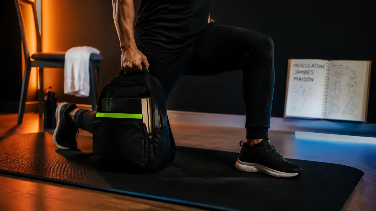Musculation jambes maison : fentes arrière, genou aligné
