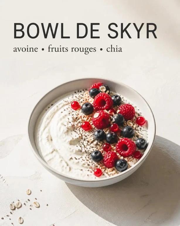 Recette riche en protéines musculation : bowl skyr, avoine et fruits rouges