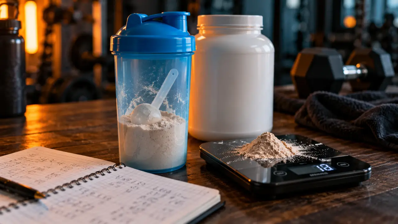 Dose whey calculée selon vos besoins, shaker et balance