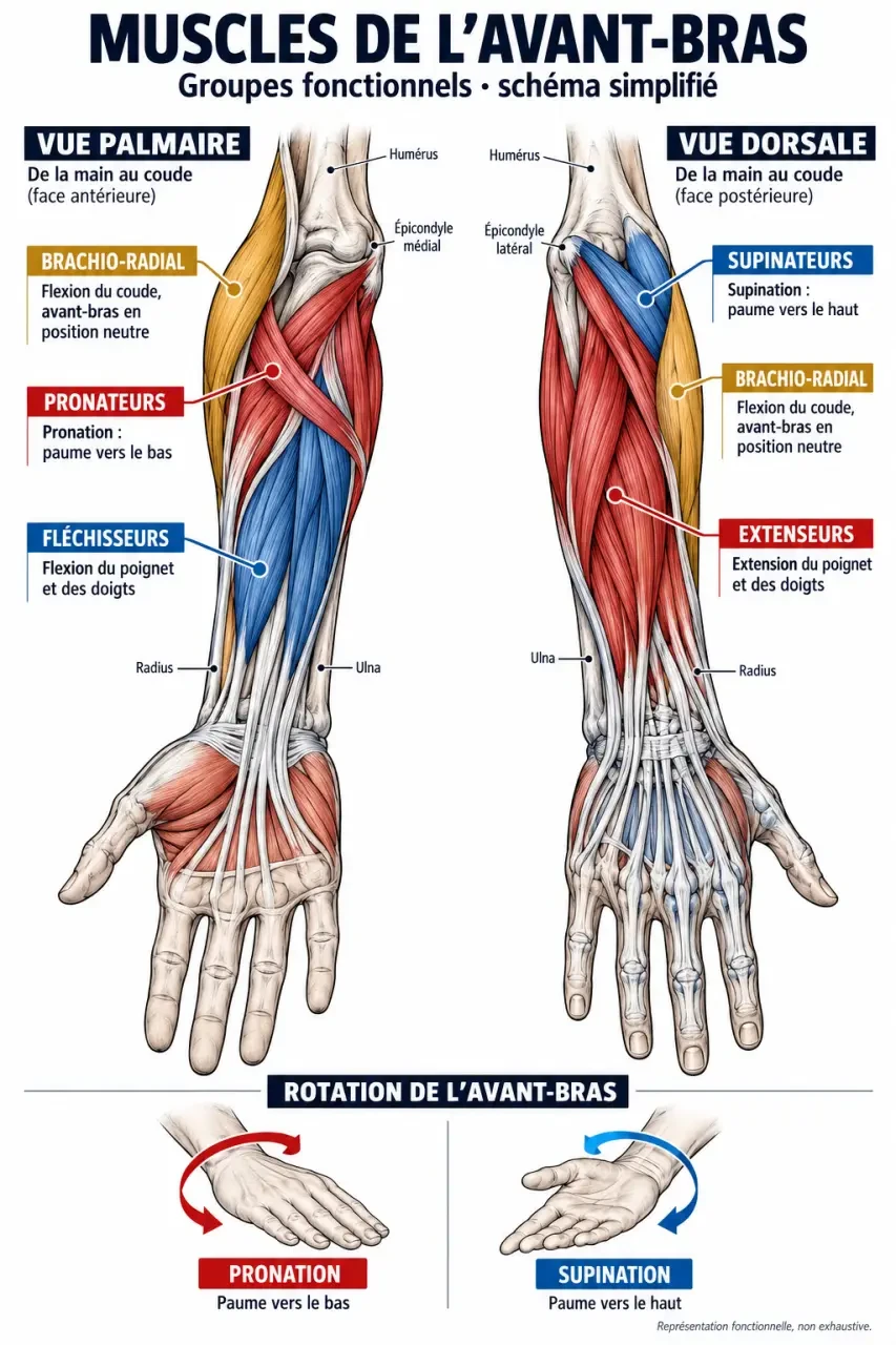 Anatomie des muscles sollicités pour comment muscler avant bras